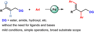 Graphical abstract: Native group-directed double Heck arylation of internal alkenes via selective β-H elimination