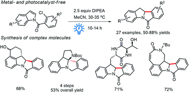 Graphical abstract: Direct photo-induced reductive Heck cyclization of indoles for the efficient preparation of polycyclic indolinyl compounds