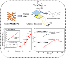 Graphical abstract: A wearable AuNP enhanced metal–organic gel (Au@MOG) sensor for sweat glucose detection with ultrahigh sensitivity