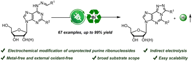Graphical abstract: Electrocatalytic oxidative C–H cycloamination towards tricyclic [1,2,4]triazolo-[3,4-i]purine nucleosides mediated by bromide ions