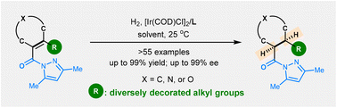 Graphical abstract: Asymmetric hydrogenation of all-carbon tetrasubstituted α-acylpyrazole-β-alkyl cycloalkenes