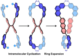 Graphical abstract: Conjugated figure-of-eight macrocycles derived from the anthracene photodimer: synthetic execution through intramolecular cyclization and topological manipulation through ring expansion