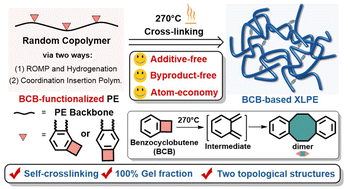Graphical abstract: Self-crosslinking all-hydrocarbon polyethylene thermosets through intrinsic benzocyclobutene cycloaddition