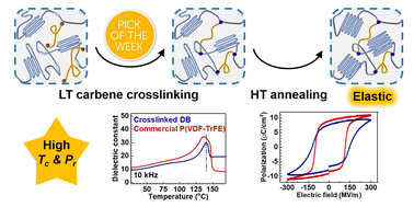 Graphical abstract: High-performance elastic ferroelectrics via low-temperature carbene crosslinking and high-temperature annealing