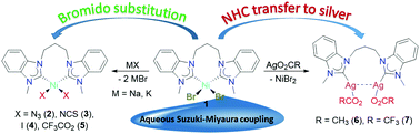 Graphical abstract: Heteroleptic nickel(ii)–diNHC complexes and an unusual ‘reverse’ carbene-transfer reaction to silver(i)