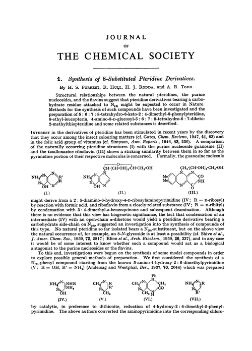 1. Synthesis of 8-substituted pteridine derivatives