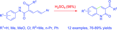 Graphical abstract: Facile and efficient synthesis of quinolin-2(1H)-ones via cyclization of penta-2,4-dienamides mediated by H2SO4