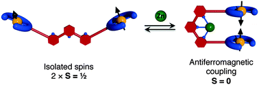 Graphical abstract: Mechanical switching of magnetic interaction by tweezers-type complex