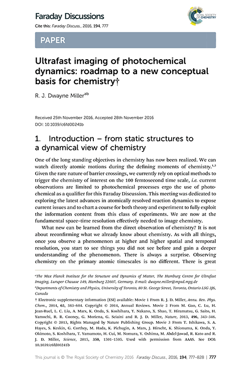 Ultrafast imaging of photochemical dynamics: roadmap to a new conceptual basis for chemistry