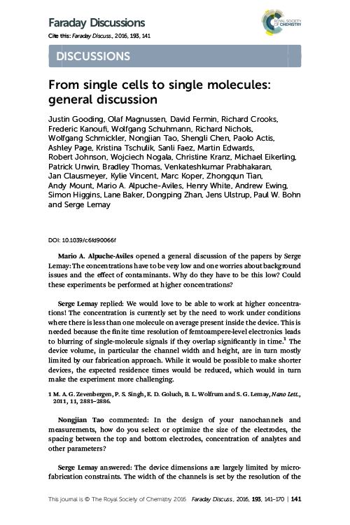 From single cells to single molecules: general discussion