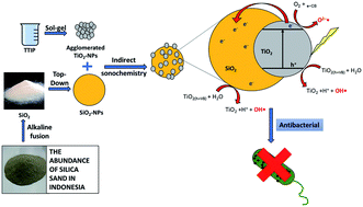 Graphical abstract: Photocatalysis of nanocomposite titania–natural silica as antibacterial against Staphylococcus aureus and Pseudomonas aeruginosa