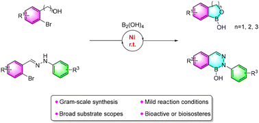 Graphical abstract: Room-temperature nickel-catalyzed borylation/cyclization for the synthesis of benzoxaboroles and benzodiazaborines