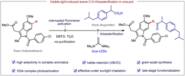 Graphical abstract: Thiol-free arene C–H thioesterification enabled by a photoactive electron donor–acceptor complex