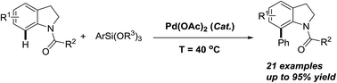 Graphical abstract: Direct and site-selective Pd(ii)-catalyzed C-7 arylation of indolines with arylsilanes