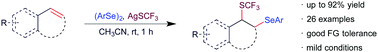 Graphical abstract: Trifluoromethylthiolative 1,2-difunctionalization of alkenes with diselenides and AgSCF3