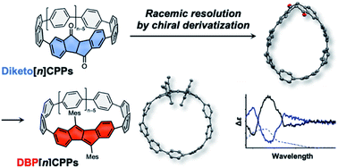 Graphical abstract: Enantiopure nanohoops through racemic resolution of diketo[n]CPPs by chiral derivatization as precursors to DBP[n]CPPs