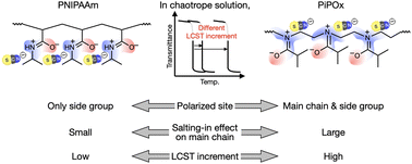 Graphical abstract: Effect of anions on the phase transition temperature of two structurally isomeric polymers: poly(N-isopropylacrylamide) and poly(2-isopropyl-2-oxazoline)