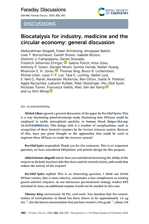 Biocatalysis for industry, medicine and the circular economy: general discussion