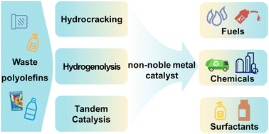 Graphical abstract: Upgrading of waste polyolefins with non-noble metal catalysts