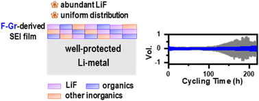 Graphical abstract: Protecting Li-metal anode with LiF-enriched solid electrolyte interphase derived from a fluorinated graphene additive