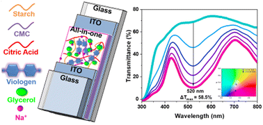 Graphical abstract: An eco-friendly sodium-based thermoplastic starch solid electrolyte for energy-efficient and sustainable electrochromic devices