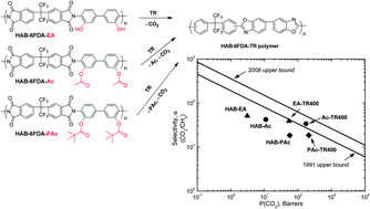 Graphical abstract: Synthesis and characterization of Thermally Rearranged (TR) polymers: influence of ortho-positioned functional groups of polyimide precursors on TR process and gas transport properties