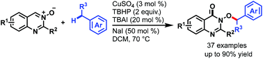 Graphical abstract: Copper-catalyzed oxidative functionalization of benzylic C–H bonds with quinazoline 3-oxides