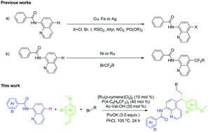 Graphical abstract: Three-component ruthenium-catalyzed remote C–H functionalization of 8-aminoquinoline amides