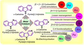 Graphical abstract: Perspectives on metal-catalysed syntheses of carbolines (α/β/γ/δ): recent advances