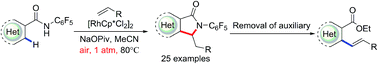 Graphical abstract: Rh(iii)-catalyzed C–H olefination of N-pentafluoroaryl benzamides using air as the sole oxidant