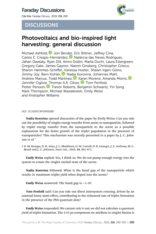 Photovoltaics and bio-inspired light harvesting: general discussion