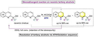 Graphical abstract: Ir-catalyzed asymmetric transfer hydrogenation of racemic quinolinyl-substituted tertiary alcohols
