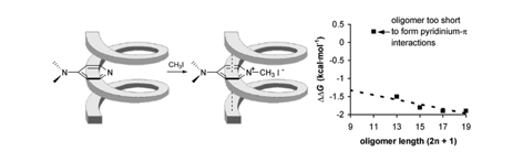 Graphical abstract: Helix stabilization through pyridinium–π interactions