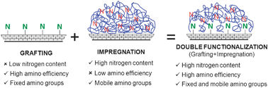 Graphical abstract: Development of high efficiency adsorbents for CO2 capture based on a double-functionalization method of grafting and impregnation