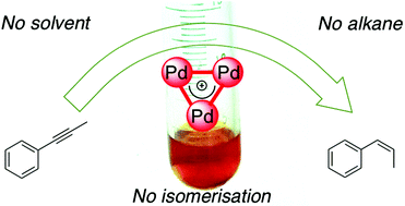 Graphical abstract: Boosting catalyst activity in cis-selective semi-reduction of internal alkynes by tailoring the assembly of all-metal aromatic tri-palladium complexes