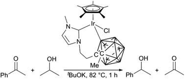 Graphical abstract: Chelating N-heterocyclic carbene–carboranes offer flexible ligand coordination to IrIII, RhIII and RuII: effect of ligand cyclometallation in catalytic transfer hydrogenation