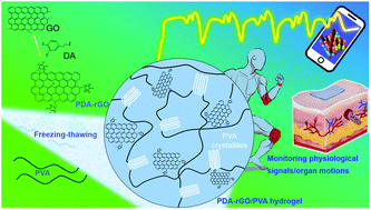 Graphical abstract: Biomimetic epidermal sensors assembled from polydopamine-modified reduced graphene oxide/polyvinyl alcohol hydrogels for the real-time monitoring of human motions