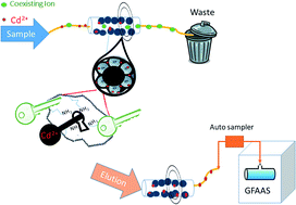 Graphical abstract: An ion imprinted magnetic organosilica nanocomposite for the selective determination of traces of Cd(ii) in a minicolumn flow-through preconcentration system coupled with graphite furnace atomic absorption spectroscopy