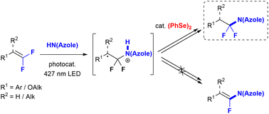 Graphical abstract: Diselenide-enabled photocatalytic hydroazolation of gem-difluoroalkenes