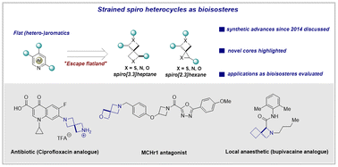 Graphical abstract: Strained spiro heterocycles as potential bioisosteres: an update on the synthesis of heteroatom-containing spiro[2.3]hexanes and spiro[3.3]heptanes
