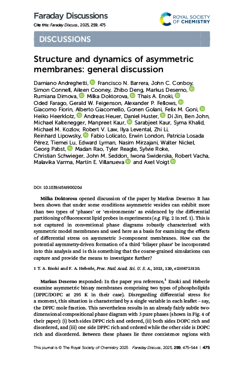 Structure and dynamics of asymmetric membranes: general discussion