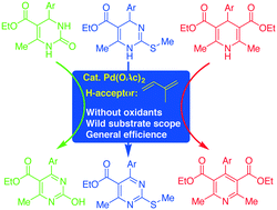 Graphical abstract: Palladium-catalyzed dehydrogenation of dihydro-heterocycles using isoprene as the hydrogen acceptor without oxidants