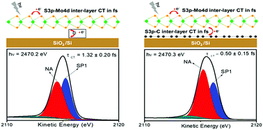 Graphical abstract: Ultrafast charge transfer dynamics pathways in two-dimensional MoS2–graphene heterostructures: a core-hole clock approach