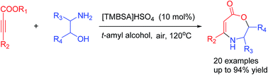 Graphical abstract: Task-specific acidic ionic liquid-catalyzed efficient synthesis of β-enaminolactones from alkynoates and β-amino alcohols