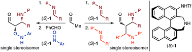 Graphical abstract: One-pot cross double-Mannich reaction of acetaldehyde catalyzed by a binaphthyl-based amino sulfonamide