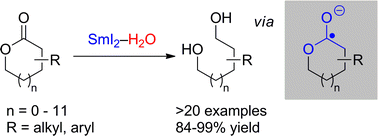 Graphical abstract: A general electron transfer reduction of lactones using SmI2–H2O