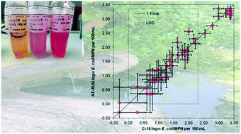 Graphical abstract: Evaluation of the novel substrate RUG™ for the detection of Escherichia coli in water from temperate (Zurich, Switzerland) and tropical (Bushenyi, Uganda) field sites