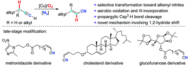 Graphical abstract: Copper-catalyzed direct transformation of simple alkynes to alkenyl nitriles via aerobic oxidative N-incorporation