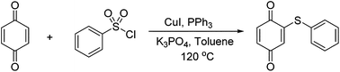 Graphical abstract: Copper and triphenylphosphine-promoted sulfenylation of quinones with arylsulfonyl chlorides