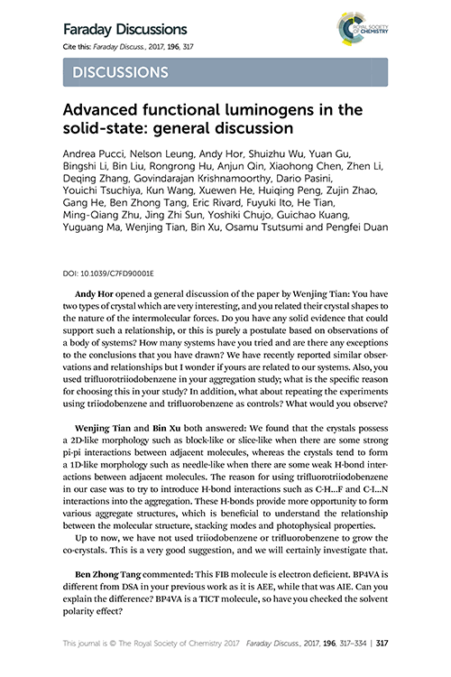 Advanced functional luminogens in the solid-state: general discussion